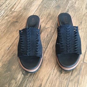 Black and cork platform sandal